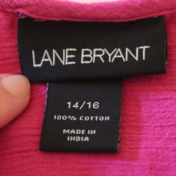 Lane Bryant Size 14-16 Lightweight Pink Gauzy Blouse V-Neck with Buttons Cotton - Picture 2 of 13